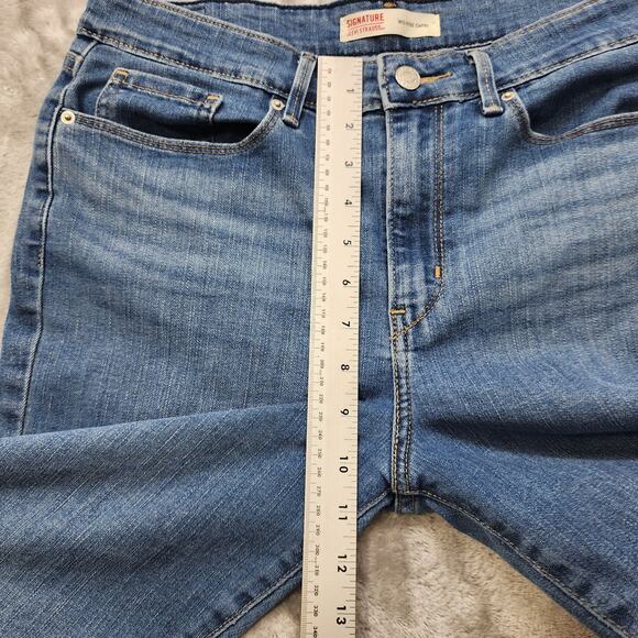 Levi Strauss Signature Jeans Womens 10 Blue Mid Rise Capri Cuffed Hem Stretch - Picture 11 of 14